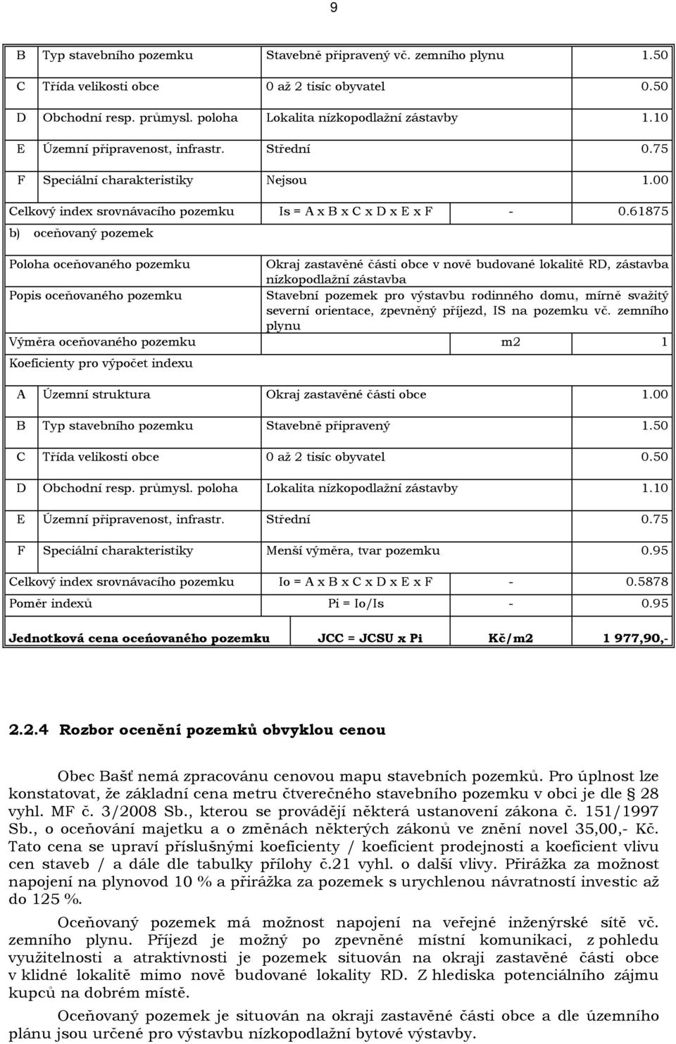 61875 b) oceňovaný pozemek Poloha oceňovaného pozemku Okraj zastavěné části obce v nově budované lokalitě RD, zástavba nízkopodlažní zástavba Popis oceňovaného pozemku Stavební pozemek pro výstavbu