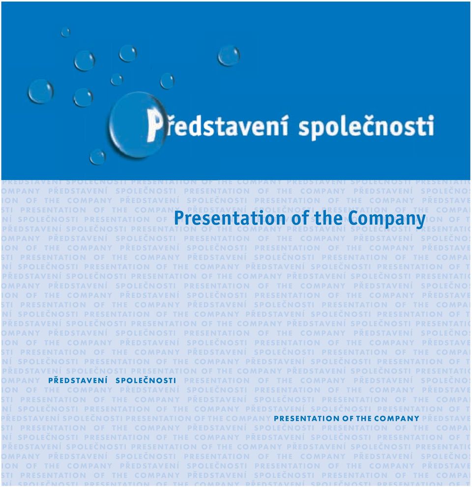 SPOLEČNOSTI PRESENTATION THE Presentation COMPANY PŘEDSTAVENÍ of SPOLEČNOSTI the Company PRESENTATION T PŘEDSTAVENÍ SPOLEČNOSTI PRESENTATION THE COMPANY PŘEDSTAVENÍ SPOLEČNOSTI PRESENTATIO MPANY