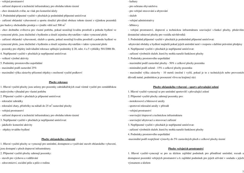 prodeje o výměře větší než 500 m 2 - chov drobného zvířectva pro vlastní potřebu, pokud nesnižují kvalitu prostředí a pohodu bydlení ve vymezené ploše, jsou slučitelné s bydlením a slouží zejména