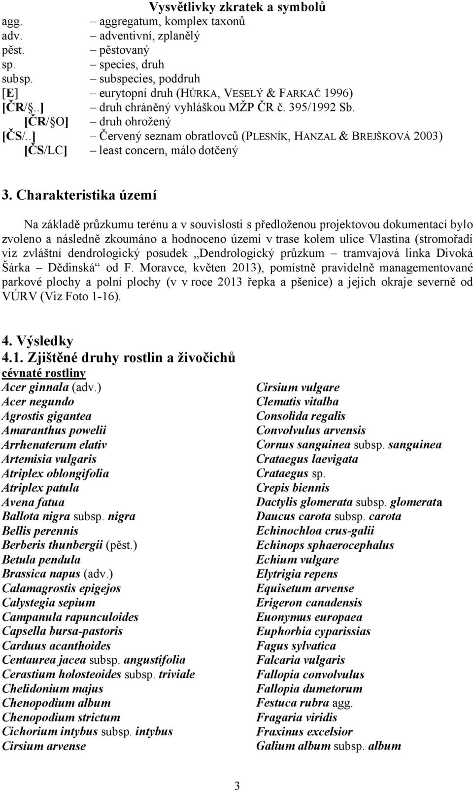 .] Červený seznam obratlovců (PLESNÍK, HANZAL & BREJŠKOVÁ 2003) [ČS/LC] least concern, málo dotčený 3.