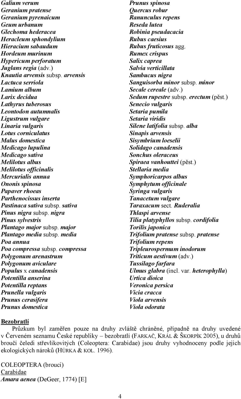 arvensis Lactuca serriola Lamium album Larix decidua Lathyrus tuberosus Leontodon autumnalis Ligustrum vulgare Linaria vulgaris Lotus corniculatus Malus domestica Medicago lupulina Medicago sativa