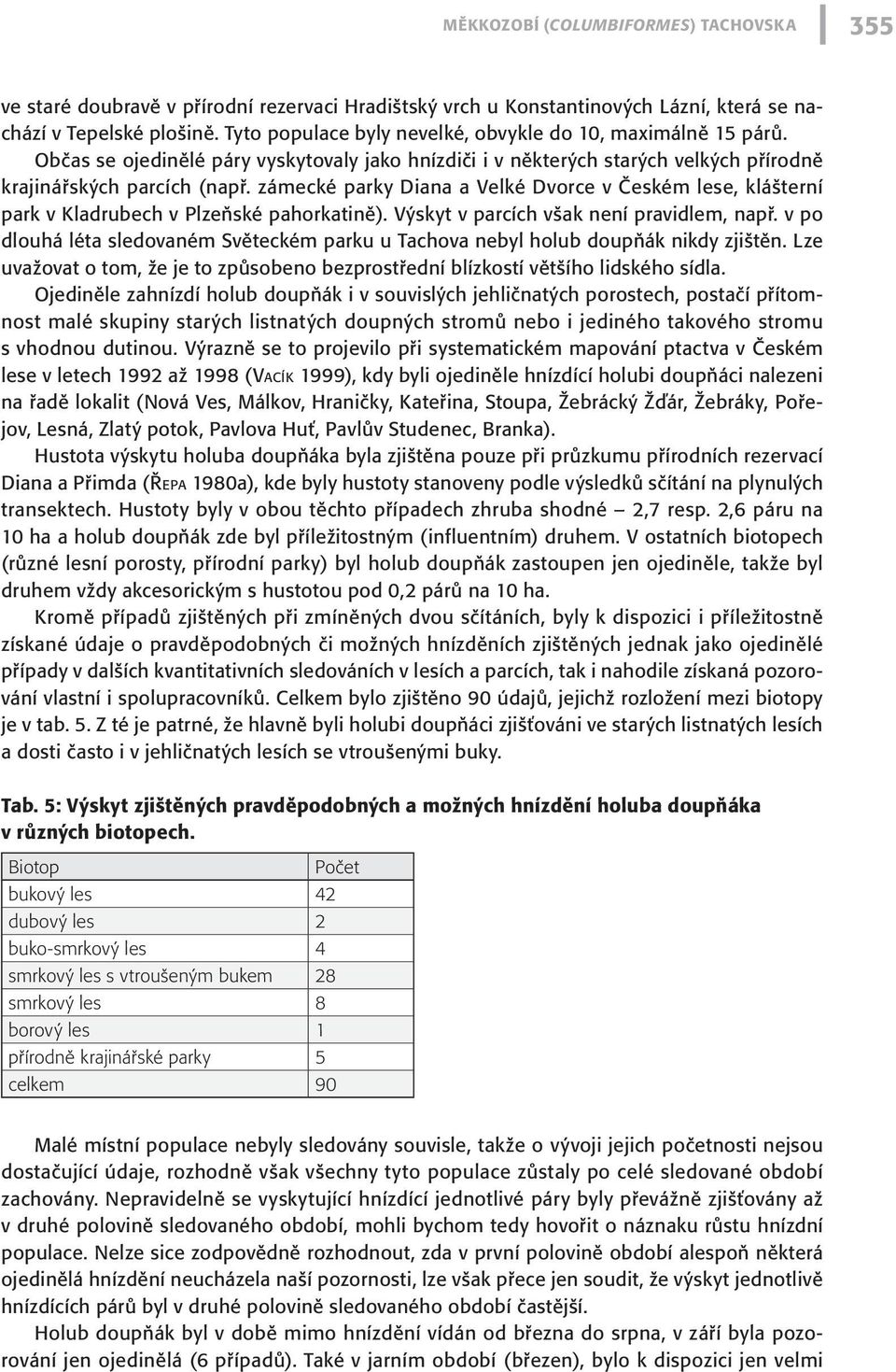 zámecké parky Diana a Velké Dvorce v Českém lese, klášterní park v Kladrubech v Plzeňské pahorkatině). Výskyt v parcích však není pravidlem, např.