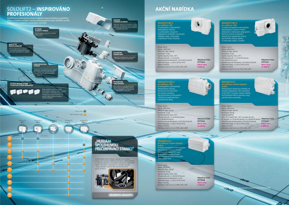 Jednotka je shodná pro všechny verze Sololift2 s připojitelným WC. EXTERNÍ TLAKOVÝ SPÍNAČ Externí tlakový spínač je umístěn mimo nádrž.