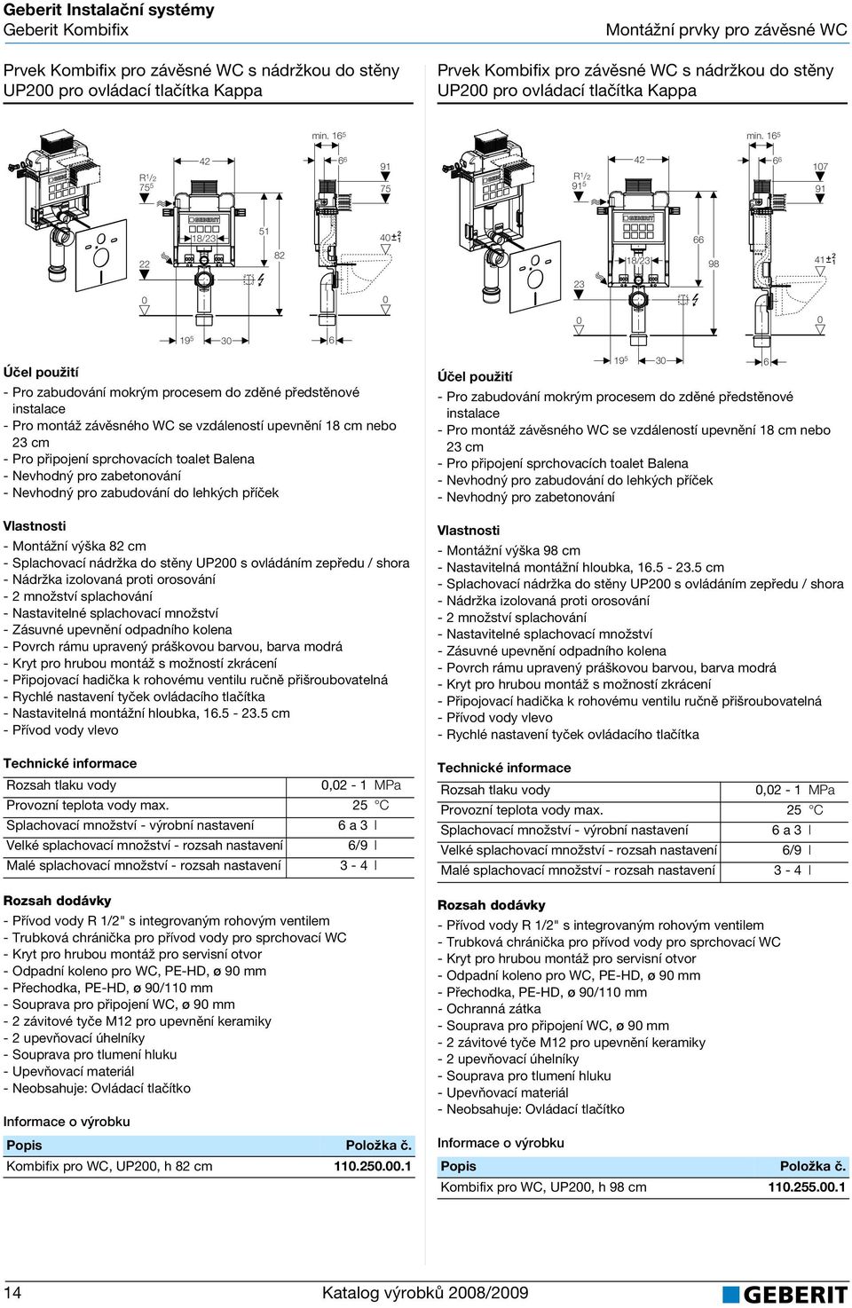 16 5 R 1 /2 75 5 6 6 91 75 R 1 /2 91 5 6 6 17 91 22 18/23 51 82 4 18/23 66 98 41 23 19 5 3 6 - Pro montáž závěsného WC se vzdáleností upevnění 18 cm nebo 23 cm - Pro připojení sprchovacích toalet