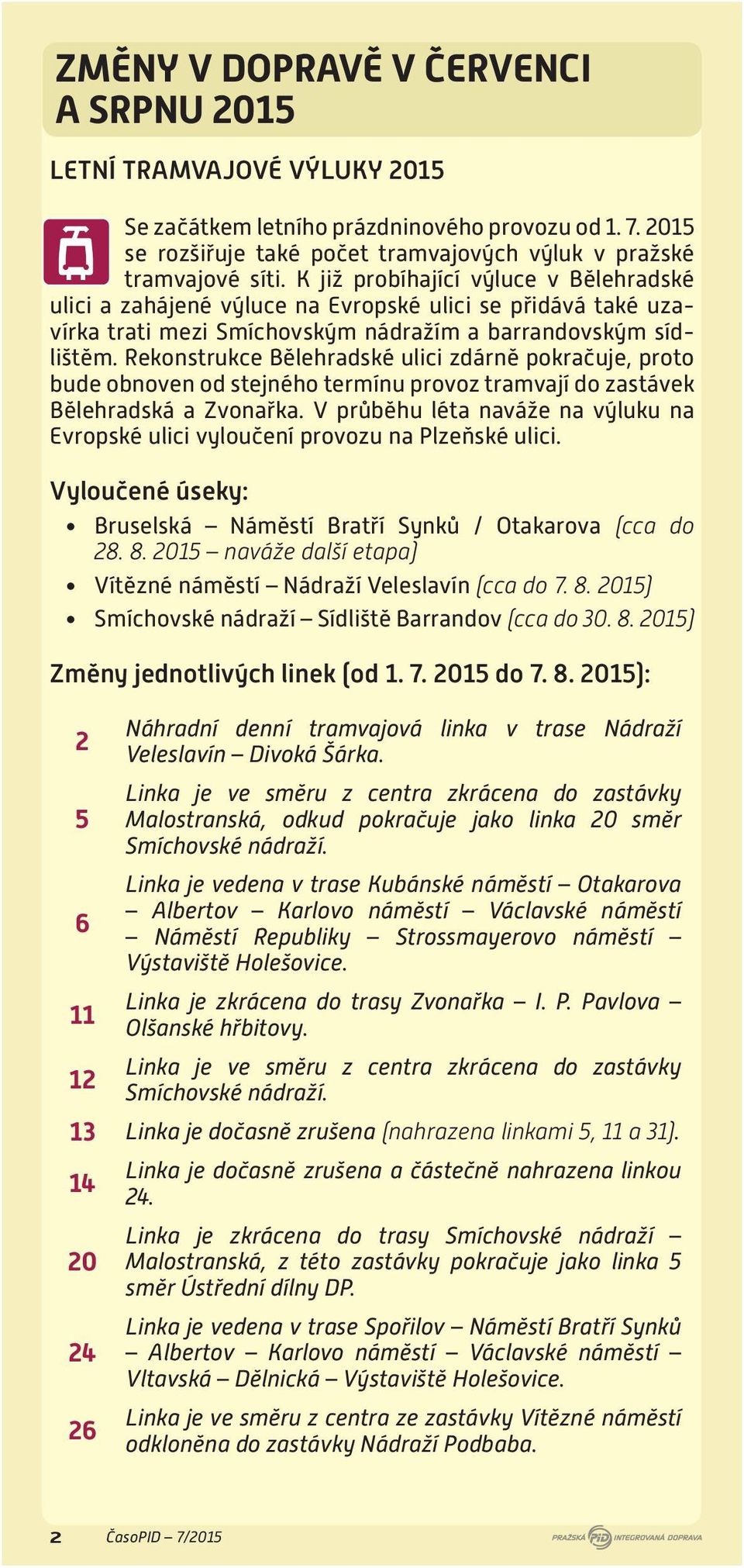 Rekonstrukce Bělehradské ulici zdárně pokračuje, proto bude obnoven od stejného termínu provoz tramvají do zastávek Bělehradská a Zvonařka.