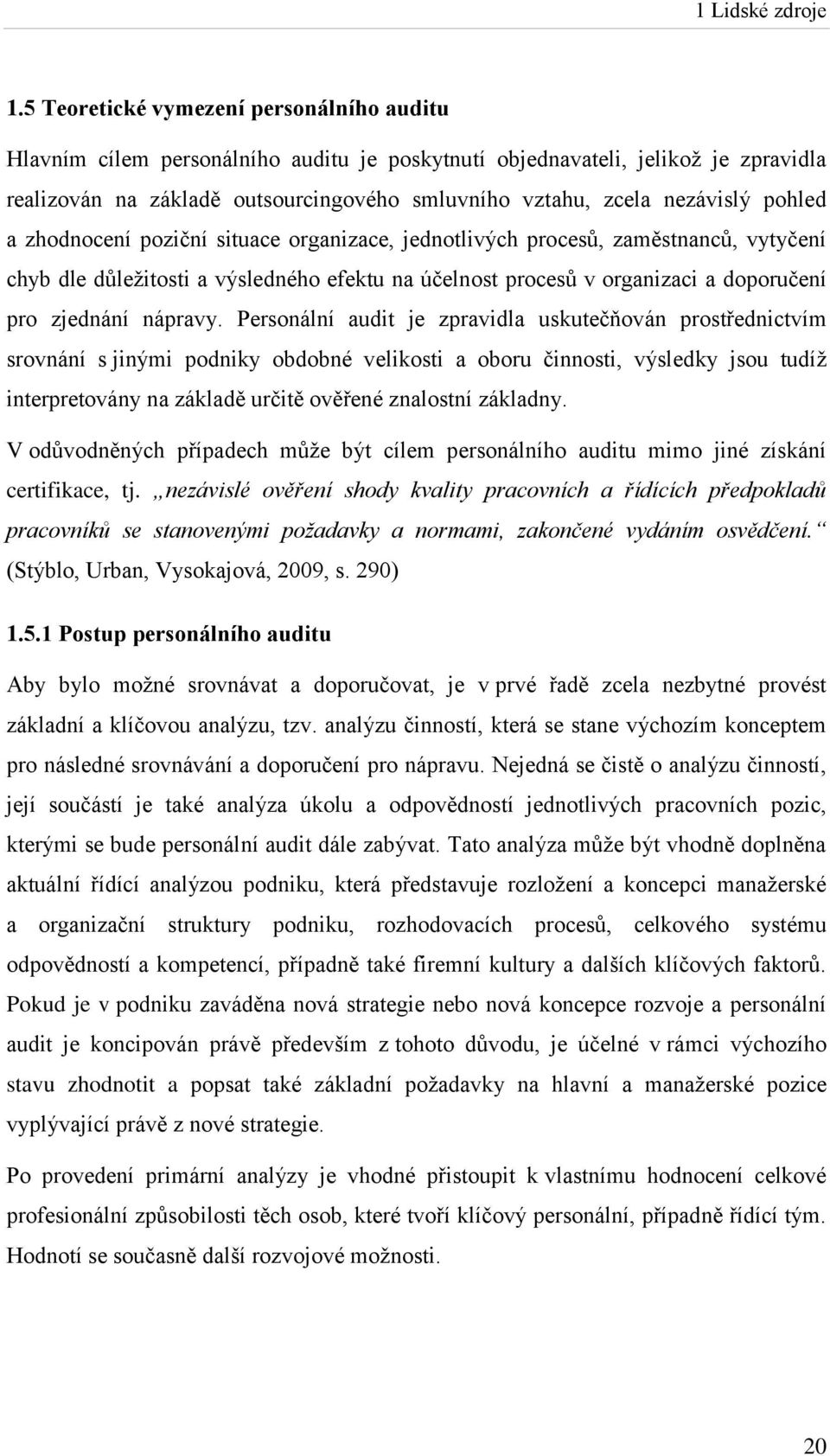 pohled a zhodnocení poziční situace organizace, jednotlivých procesů, zaměstnanců, vytyčení chyb dle důležitosti a výsledného efektu na účelnost procesů v organizaci a doporučení pro zjednání nápravy.