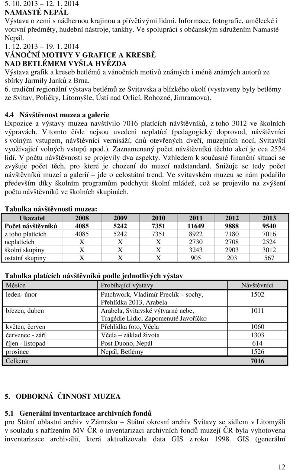 12. 2013 19. 1. 2014 VÁNOČNÍ MOTIVY V GRAFICE A KRESBĚ NAD BETLÉMEM VYŠLA HVĚZDA Výstava grafik a kreseb betlémů a vánočních motivů známých i méně známých autorů ze sbírky Jarmily Janků z Brna. 6.