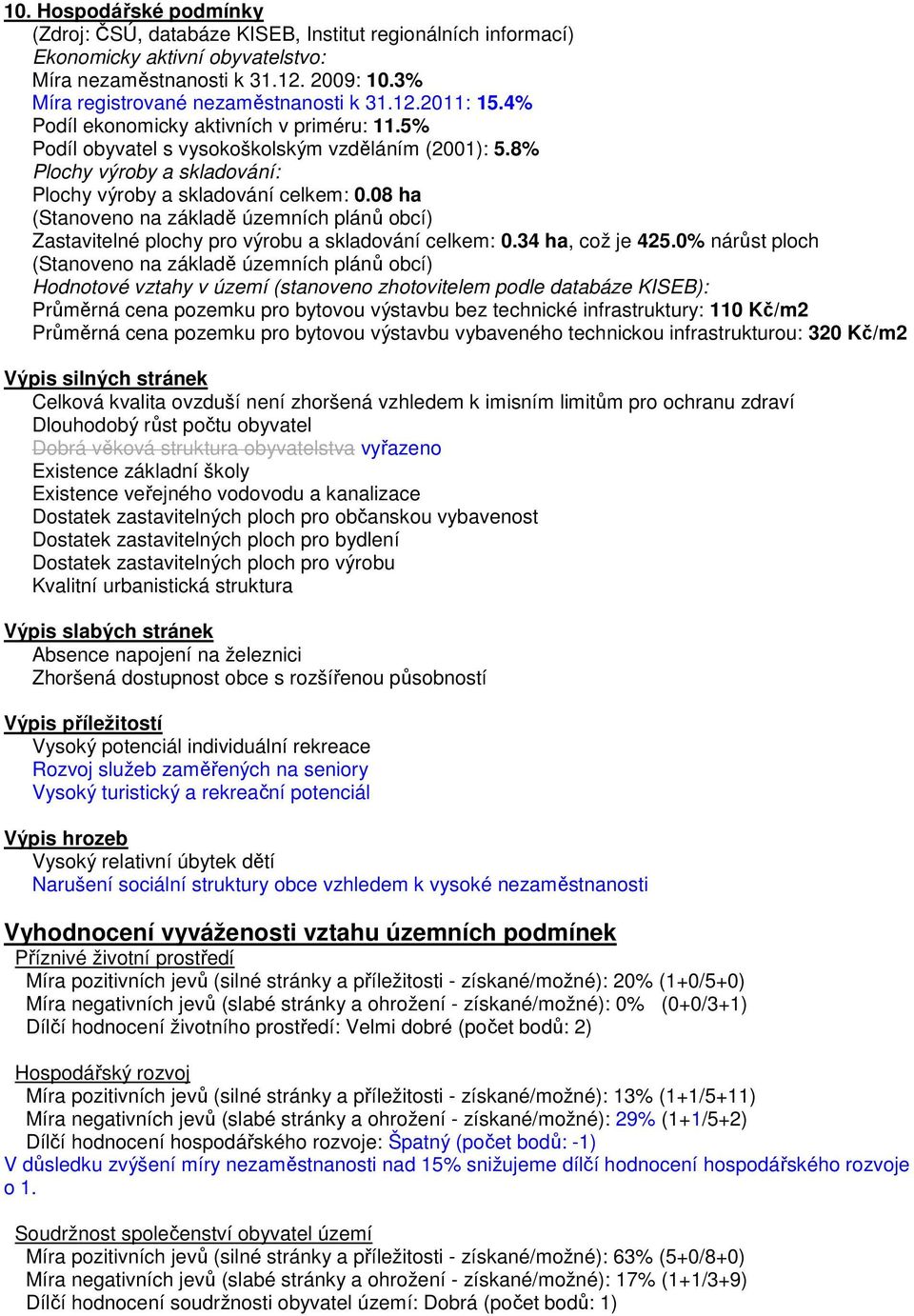 8% Plochy výroby a skladování: Plochy výroby a skladování celkem: 0.08 ha Zastavitelné plochy pro výrobu a skladování celkem: 0.34 ha, což je 425.