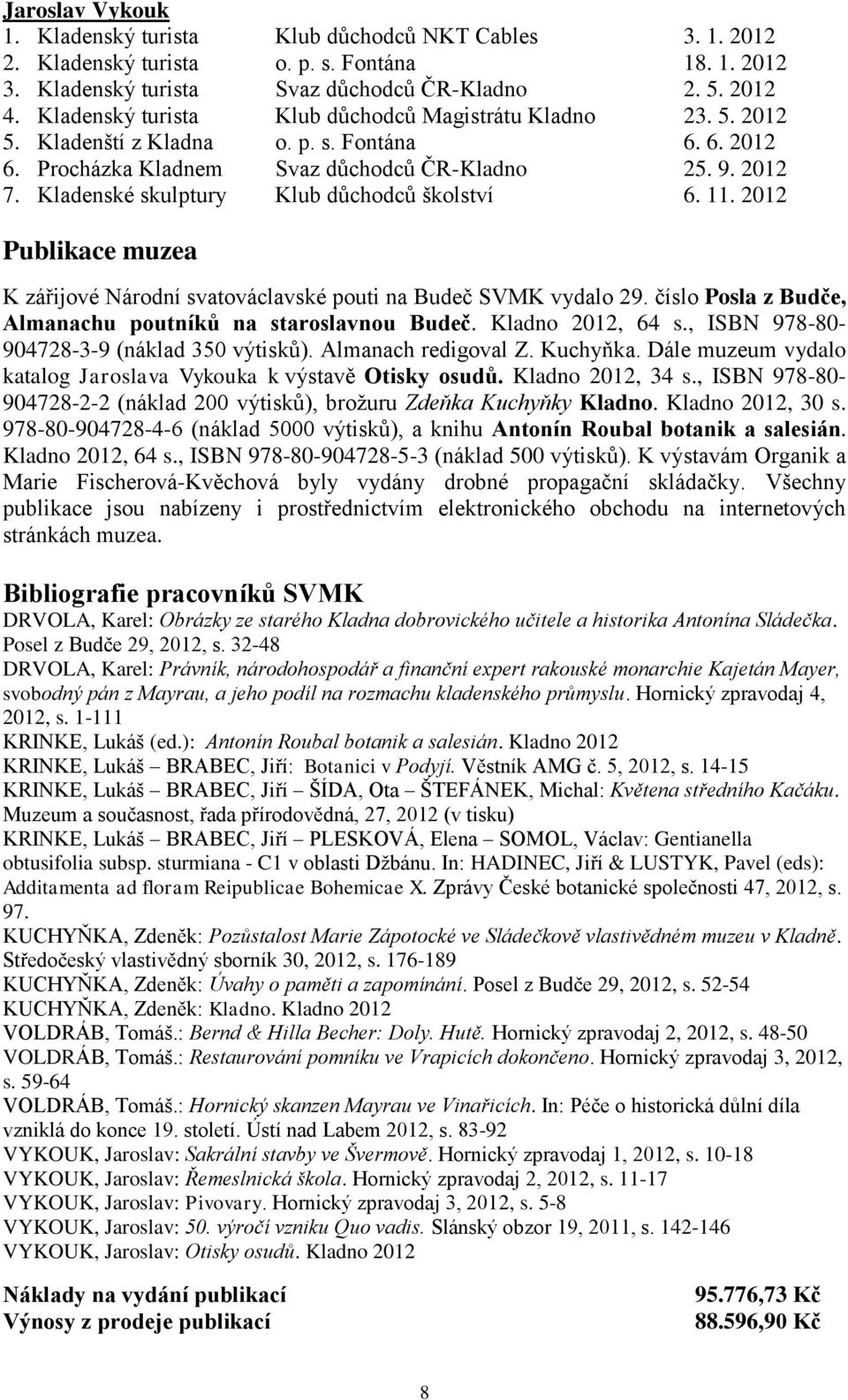 Kladenské skulptury Klub důchodců školství 6. 11. 2012 Publikace muzea K zářijové Národní svatováclavské pouti na Budeč SVMK vydalo 29. číslo Posla z Budče, Almanachu poutníků na staroslavnou Budeč.