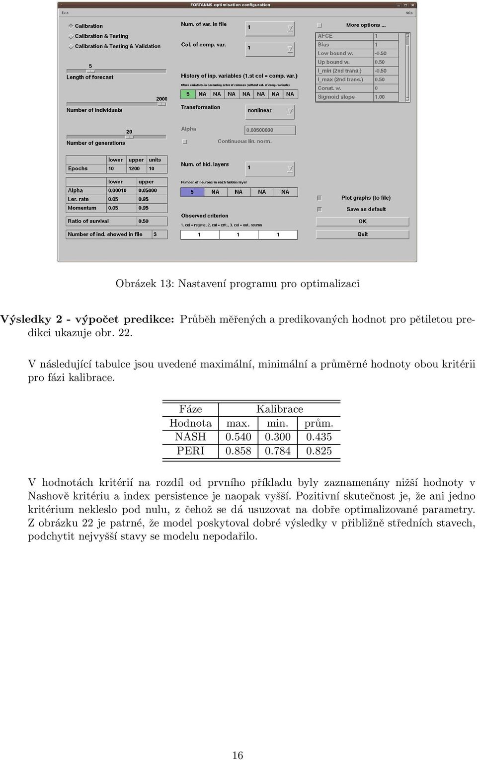 784 0.825 V hodnotách kritérií na rozdíl od prvního příkladu byly zaznamenány nižší hodnoty v Nashově kritériu a index persistence je naopak vyšší.