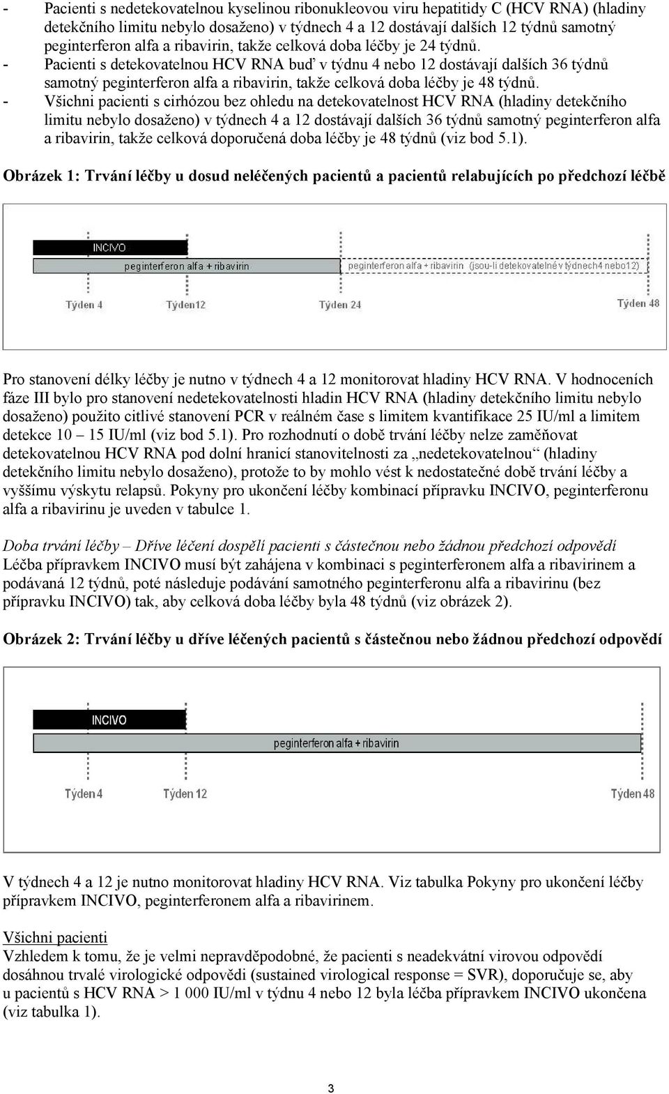 - Pacienti s detekovatelnou HCV RNA buď v týdnu 4 nebo 12 dostávají dalších 36 týdnů samotný peginterferon alfa a ribavirin, takže celková doba léčby je 48 týdnů.