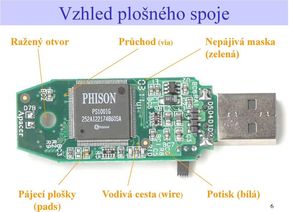 maska (zelená) Pájecí plošky