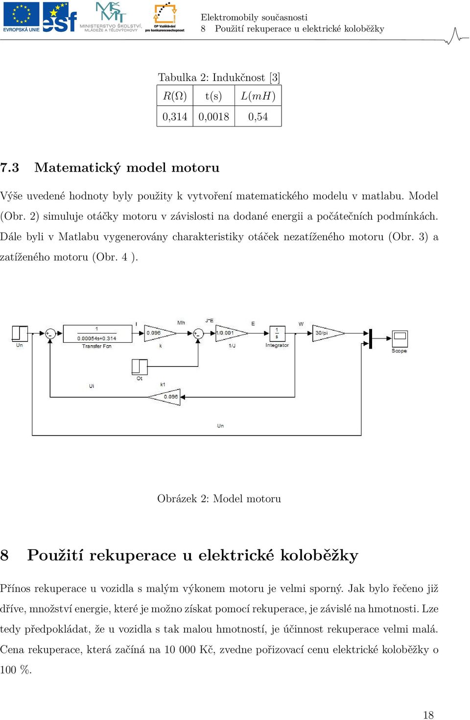 Dále byli v Matlabu vygenerovány charakteristiky otáček nezatíženého motoru (Obr. 3) a zatíženého motoru (Obr. 4 ).