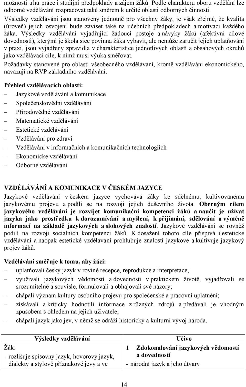 Výsledky vzdělávání vyjadřující žádoucí postoje a návyky žáků (afektivní cílové dovednosti), kterými je škola sice povinna žáka vybavit, ale nemůže zaručit jejich uplatňování v praxi, jsou vyjádřeny