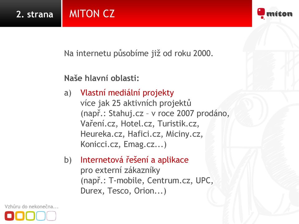 cz v roce 2007 prodáno, Vaření.cz, Hotel.cz, Turistik.cz, Heureka.cz, Hafici.cz, Miciny.