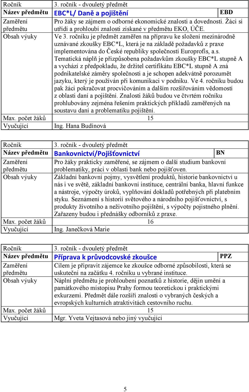 ožení mezinárodně uznávané zkoušky EBC*L, která je na základě požadavků z praxe implementována do Česk