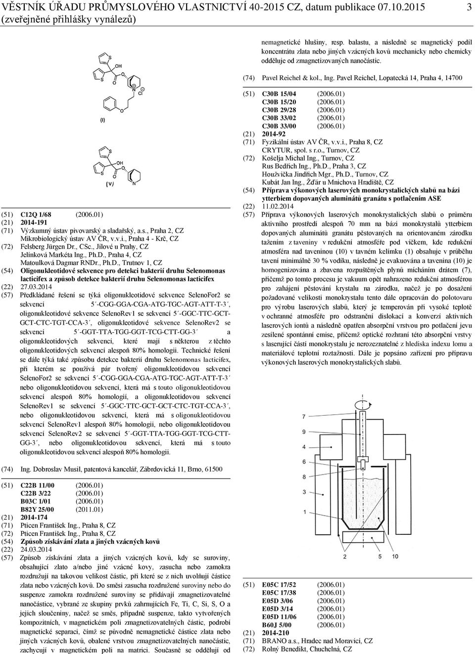 Pavel Reichel, Lopatecká 14, Praha 4, 14700 (51) C12Q 1/68 (2006.01) (21) 2014-191 (71) Výzkumný ústav pivovarský a sladařský, a.s., Praha 2, CZ Mikrobiologický ústav AV ČR, v.v.i., Praha 4 - Krč, CZ (72) Felsberg Jürgen Dr.