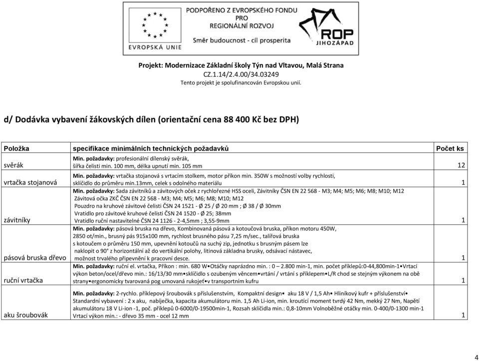 350W s možností volby rychlosti, sklíčidlo do průměru min.3mm, celek s odolného materiálu Min.