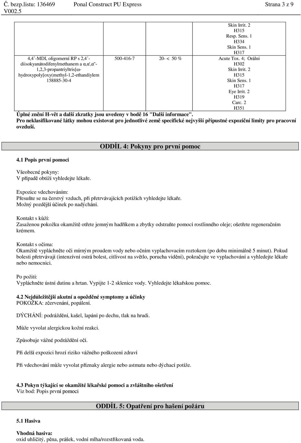 2 H351 Úplné znění H-vět a další zkratky jsou uvedeny v bodě 16 "Další informace".