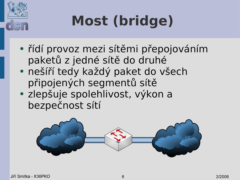 do všech připojených segmentů sítě zlepšuje