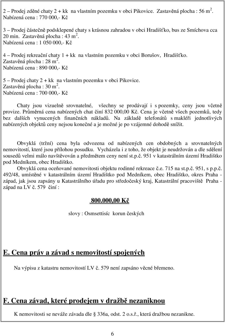 Nabízená cena : 1 050 000,- Kč 4 Prodej rekreační chaty 1 + kk na vlastním pozemku v obci Borušov, Hradišťko. Zastavěná plocha : 28 m 2.