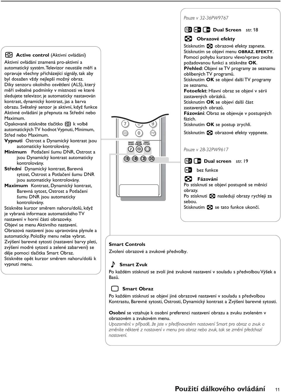 Díky senzoru okolního osvětlení (ALS), který měří světelné podmínky v místnosti ve které sledujete televizor, je automaticky nastavován kontrast, dynamický kontrast, jas a arva orazu.