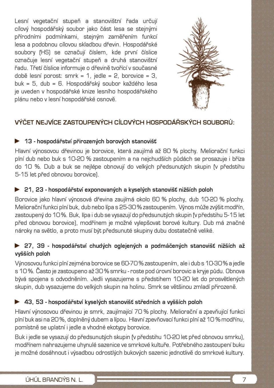 Třetí číslice informuje o dřevině tvořící v současné době lesní porost: smrk = 1, jedle = 2, borovice = 3, buk = 5, dub = 6.