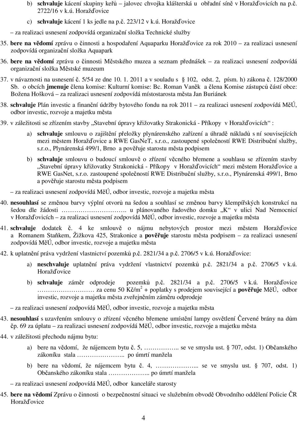 bere na vědomí zprávu o činnosti Městského muzea a seznam přednášek za realizaci usnesení zodpovídá organizační složka Městské muzeum 37. v návaznosti na usnesení č. 5/54 ze dne 10