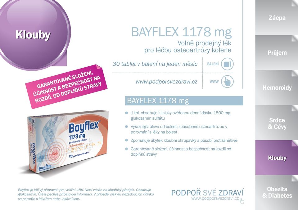 obsahuje klinicky ověřenou denní dávku 1500 mg glukosamin sulfátu Výraznější úleva od bolesti způsobené osteoartrózou v porovnání s léky na bolest Zpomaluje úbytek