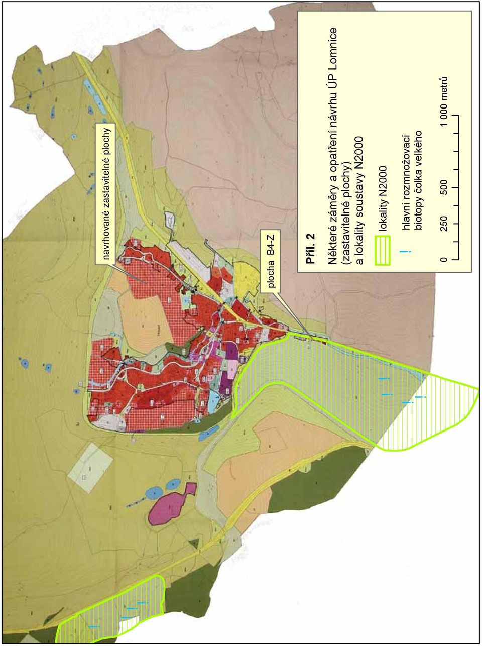 (zastavitelné plochy) a lokality soustavy N2000 lokality