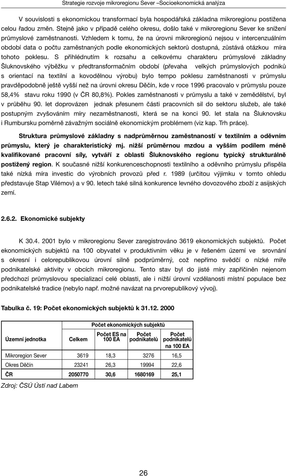 Vzhledem k tomu, že na úrovni mikroregionů nejsou v intercenzuálním období data o počtu zaměstnaných podle ekonomických sektorů dostupná, zůstává otázkou míra tohoto poklesu.