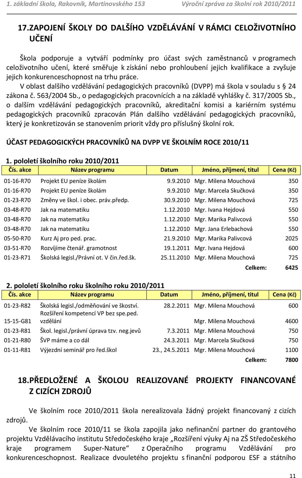 , o pedagogických pracovnících a na základě vyhlášky č. 317/2005 Sb.