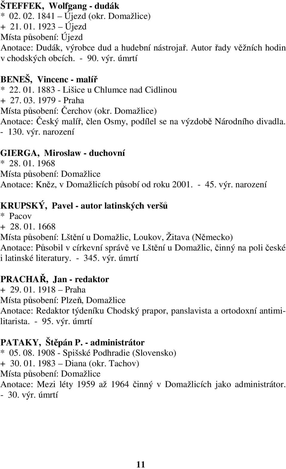 Domažlice) Anotace: Český malíř, člen Osmy, podílel se na výzdobě Národního divadla. - 130. výr. narození GIERGA, Miroslaw - duchovní * 28. 01. 1968 Anotace: Kněz, v Domažlicích působí od roku 2001.