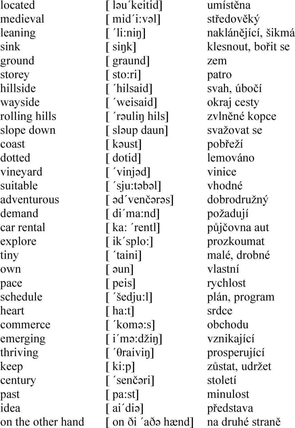 vinjəd] [ sju:təbəl] [ əd venčərəs] [ di ma:nd] [ ka: rentl] [ ik splo:] [ taini] [ əun] [ peis] [ šedju:l] [ ha:t] [ komə:s] [ i mə:džiŋ] [ θraiviŋ] [ ki:p] [ senčəri] [ pa:st] [ ai diə] [ on ði aðə