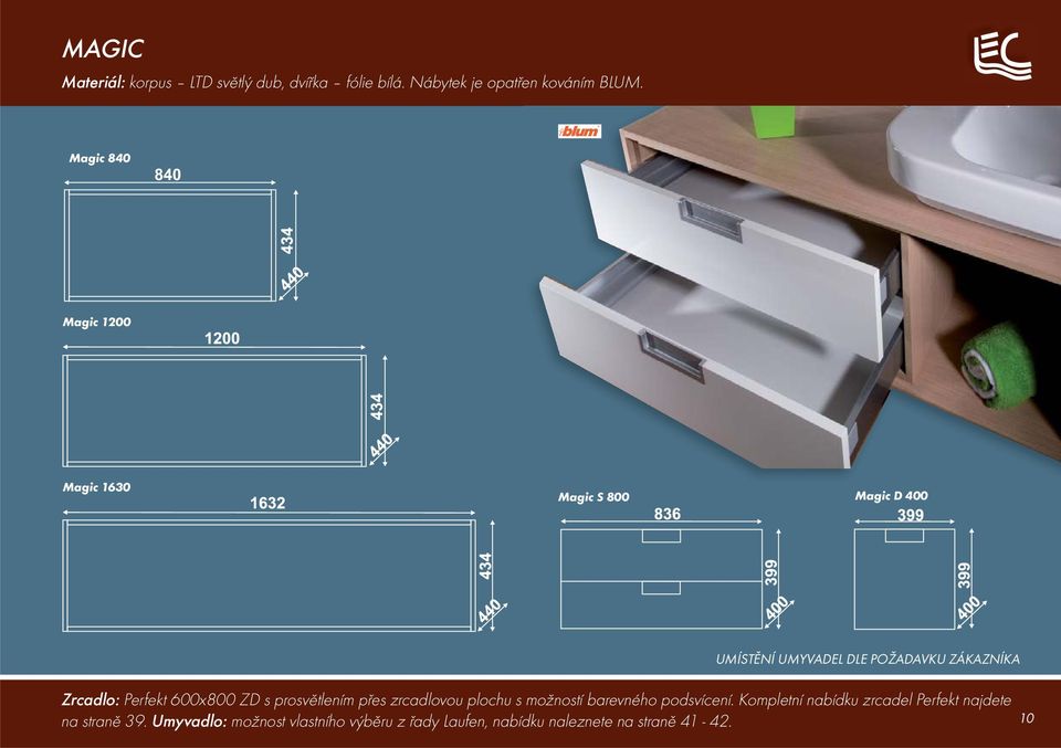 Zrcadlo: Perfekt 600x800 ZD s prosvětlením přes zrcadlovou plochu s možností barevného podsvícení.