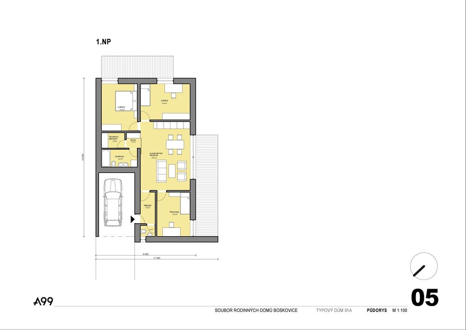 PROSTOR 27,9 m 2 PŘEDSÍŇ 3,8 m 2 PRACOVNA 12,0 m 2 1,4 m 2 9