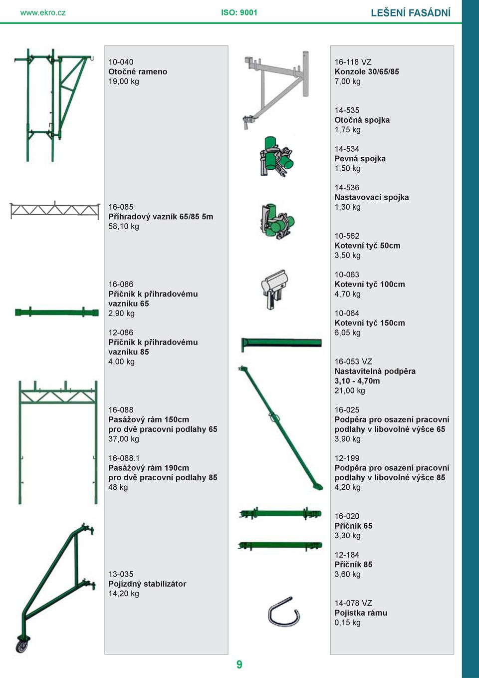 Příčník k příhradovému vazníku 65 2,90 kg 12-086 Příčník k příhradovému vazníku 85 4,00 kg 16-088 Pasážový rám 150cm pro dvě pracovní podlahy 65 37,00 kg 16-088.