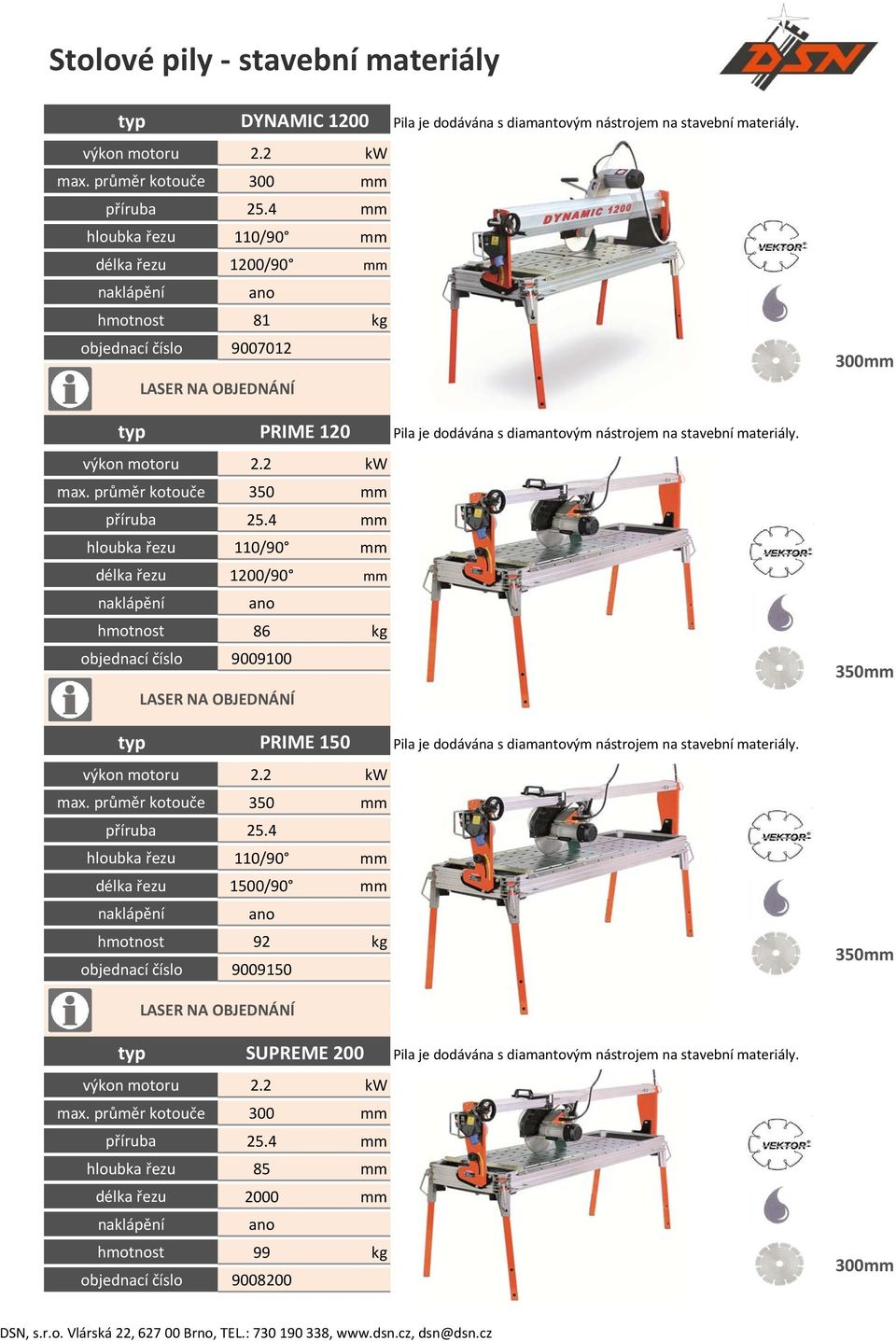 délka řezu 1500/90 mm ano hmotnost 92 kg objednací číslo 9009150 300mm SUPREME 200 průměr