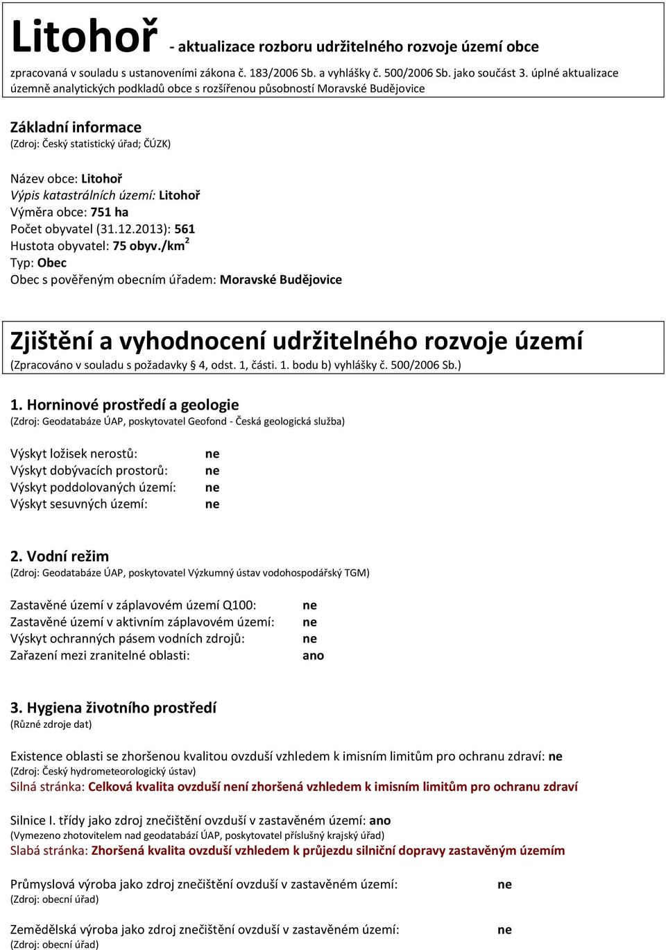 Litohoř Výměra obce: 751 ha Počet obyvatel (31.12.2013): 561 Hustota obyvatel: 75 obyv.