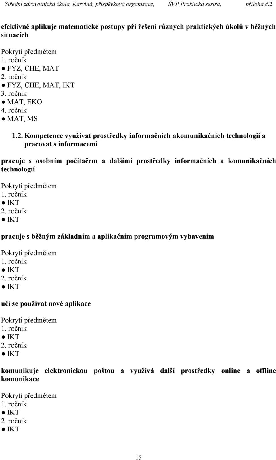 Kompetence využívat prostředky informačních akomunikačních technologií a pracovat s informacemi pracuje s osobním počítačem a