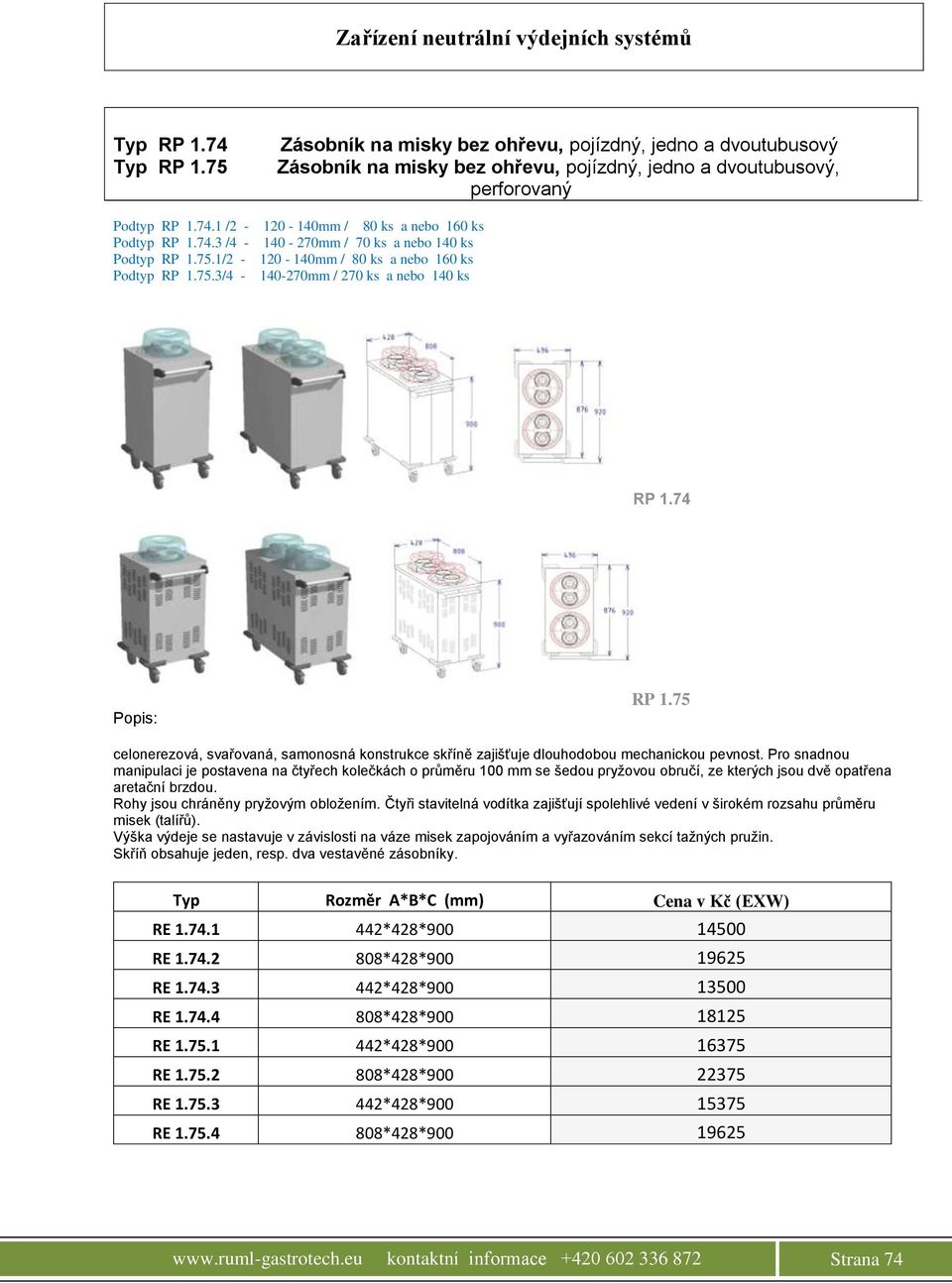 1 /2-120 - 140mm / 80 ks a nebo 160 ks Podtyp RP 1.74.3 /4-140 - 270mm / 70 ks a nebo 140 ks Podtyp RP 1.75.1/2-120 - 140mm / 80 ks a nebo 160 ks Podtyp RP 1.75.3/4-140-270mm / 270 ks a nebo 140 ks RP 1.