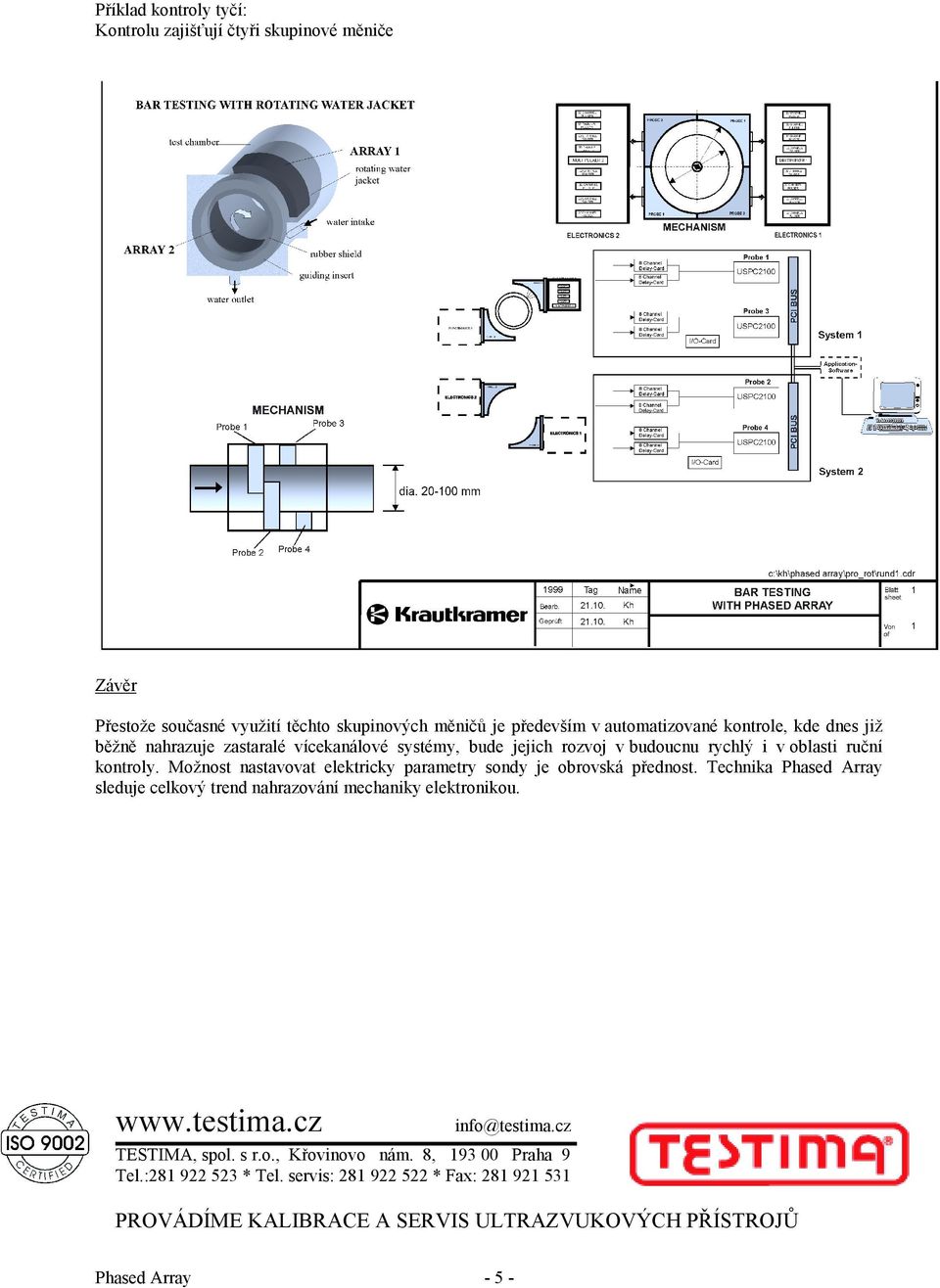 Možnost nastavovat elektricky parametry sondy je obrovská přednost. Technika Phased Array sleduje celkový trend nahrazování mechaniky elektronikou. www.testima.