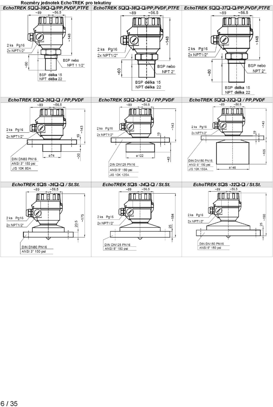 -36 - / PP,PVDF EchoTREK S -34 - / PP,PVDF EchoTREK S -32 - / PP,PVDF