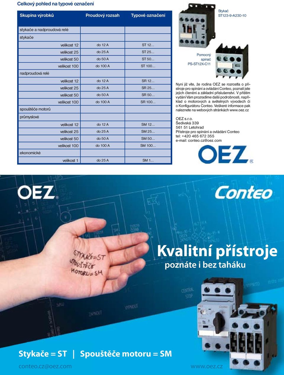 .. spouštěče motorů průmyslové velikost 12 do 12 A SM 12... velikost 25 do 25 A SM 25... velikost 50 do 50 A SM 50... velikost 100 do 100 A SM 100... ekonomické velikost 1 do 25 A SM 1.