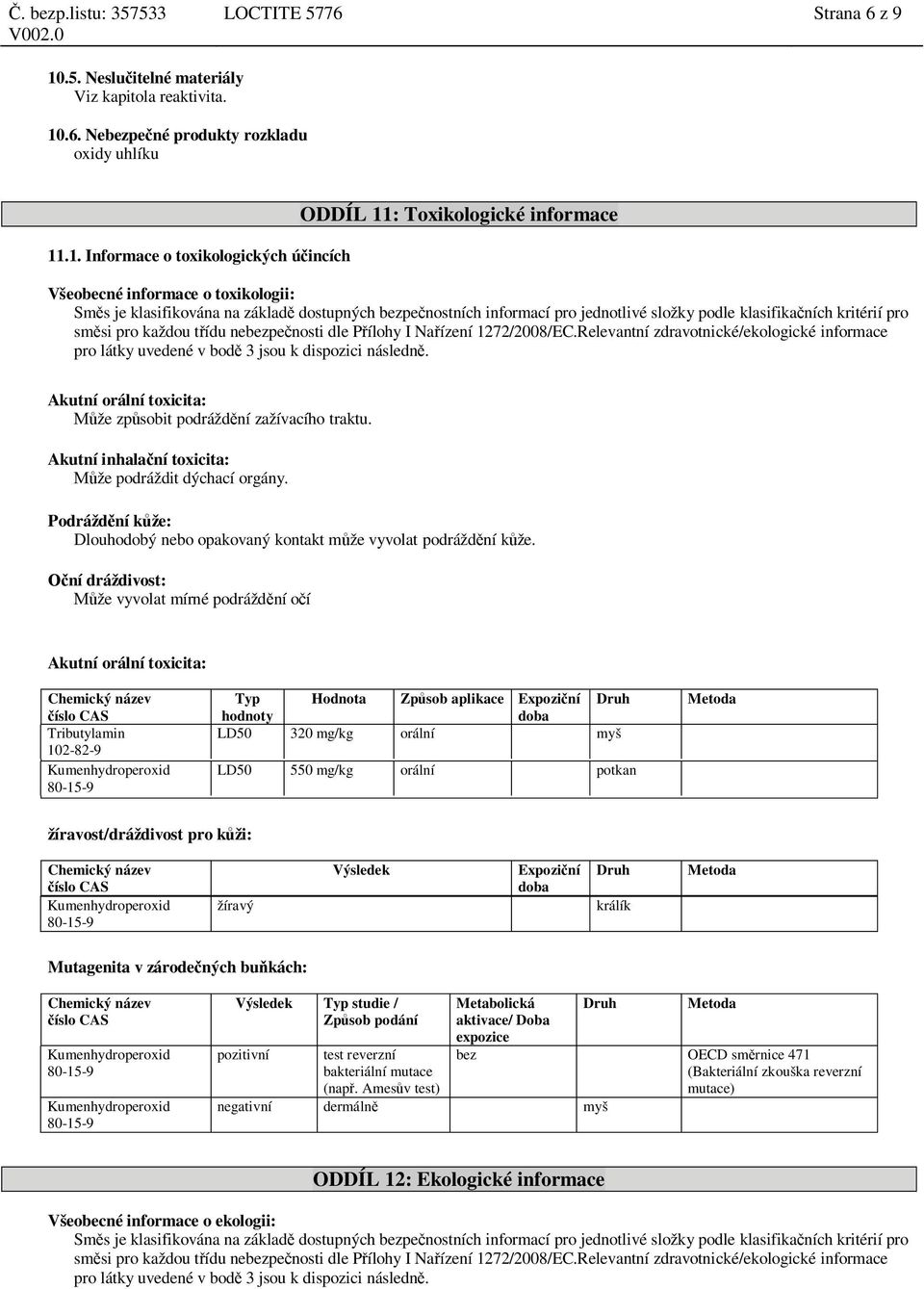 .6. Nebezpe né produkty rozkladu oxidy uhlíku 11