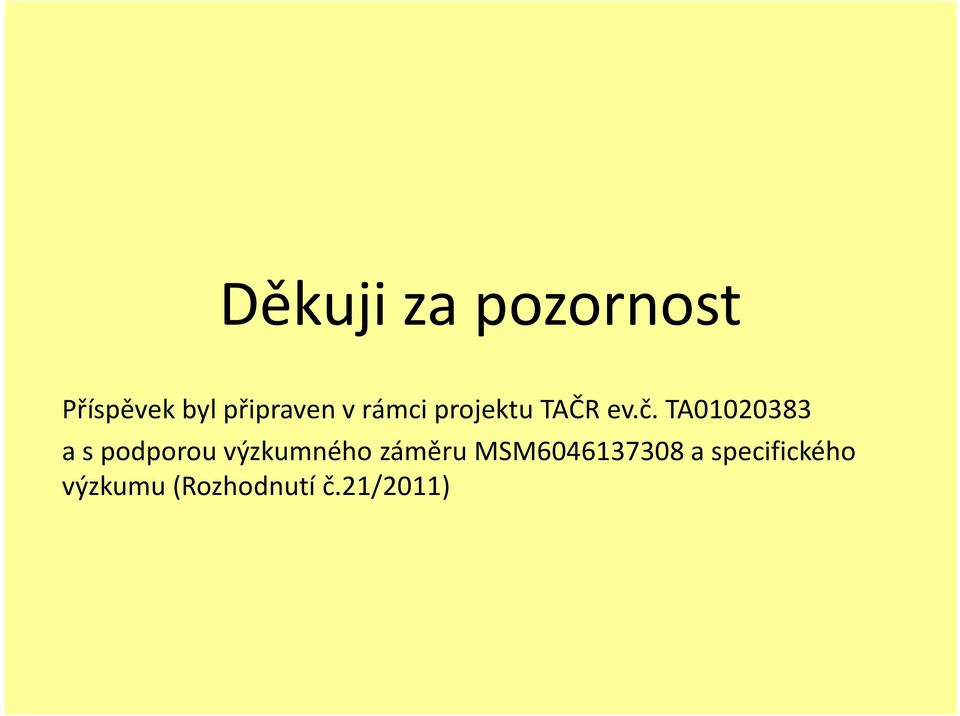 TA01020383 a s podporou výzkumného záměru