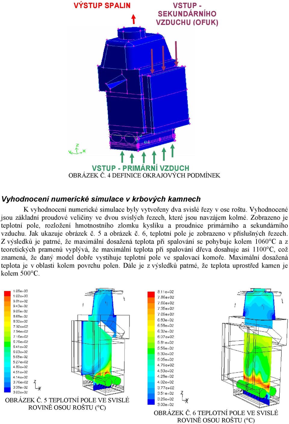 Vyhodnocené jsou základní proudové veličiny ve dvou svislých řezech, které jsou navzájem kolmé.