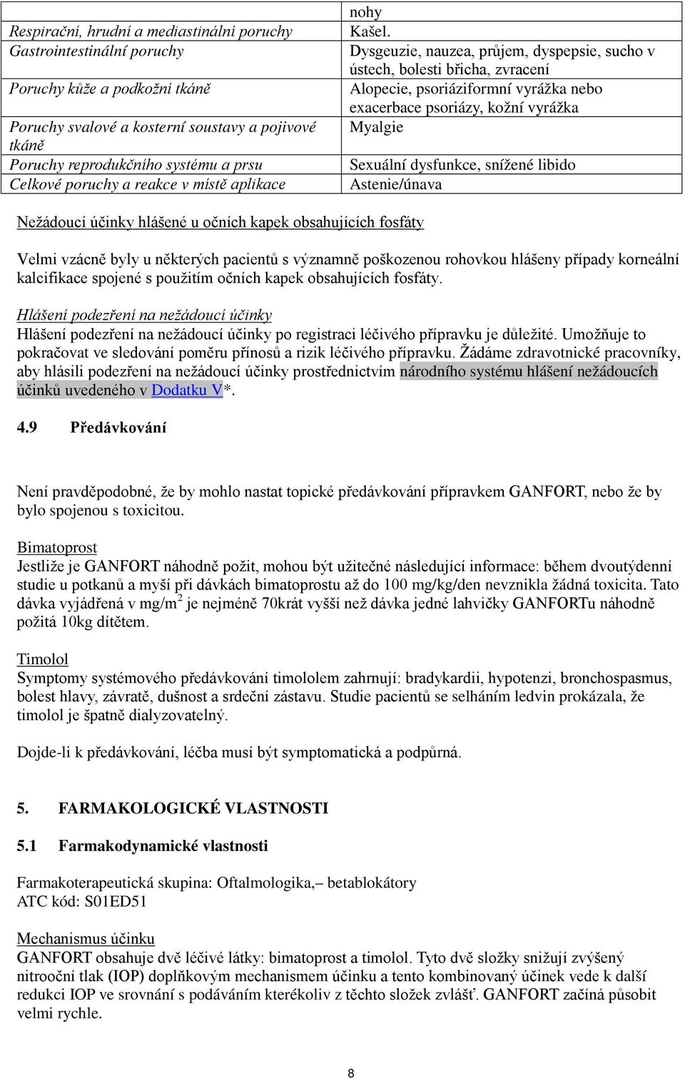 Dysgeuzie, nauzea, průjem, dyspepsie, sucho v ústech, bolesti břicha, zvracení Alopecie, psoriáziformní vyrážka nebo exacerbace psoriázy, kožní vyrážka Myalgie Sexuální dysfunkce, snížené libido