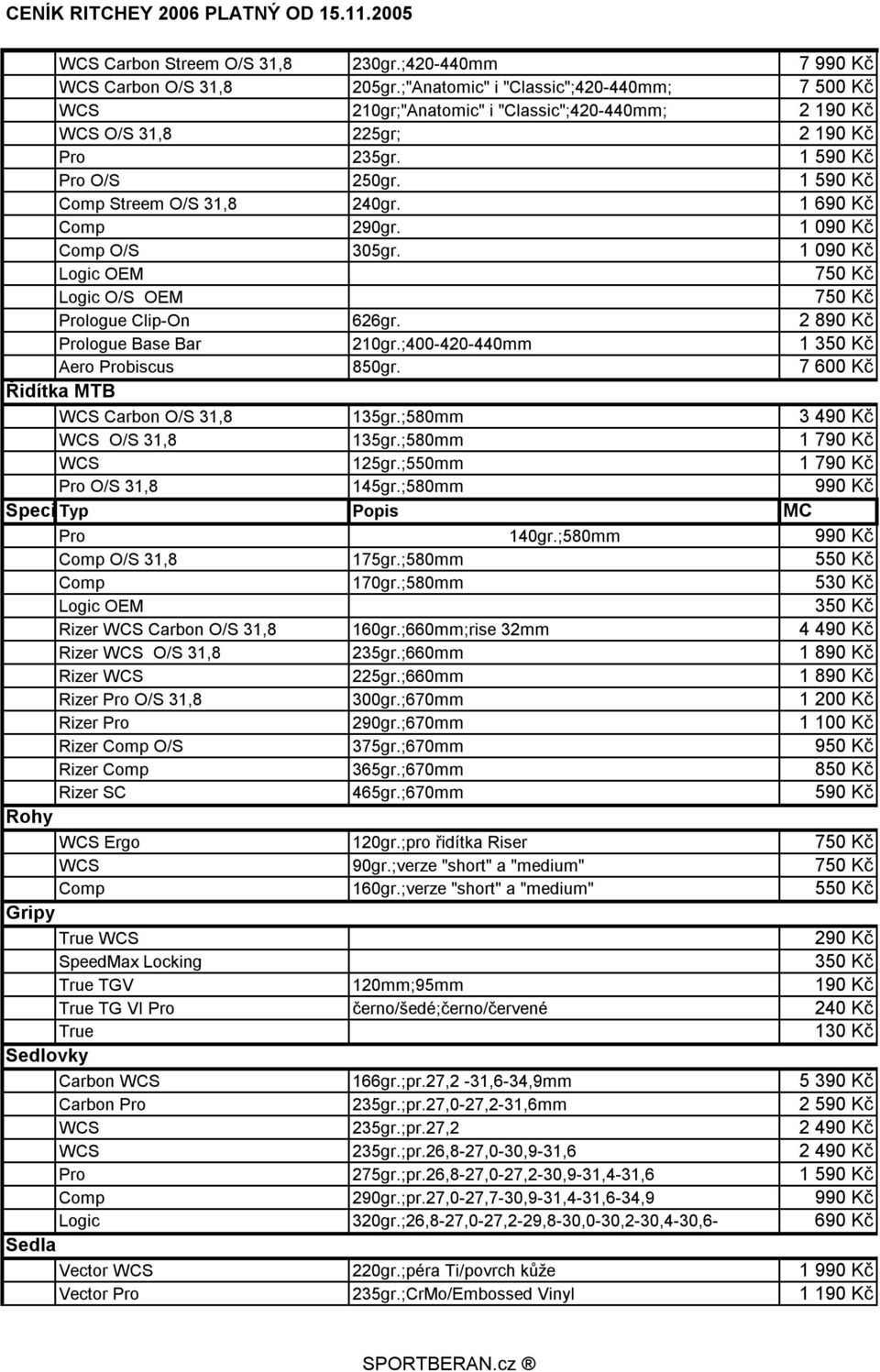 1 690 Kč Comp 290gr. 1 090 Kč Comp O/S 305gr. 1 090 Kč Logic OEM 750 Kč Logic O/S OEM 750 Kč Prologue Clip-On 626gr. 2 890 Kč Prologue Base Bar 210gr.;400-420-440mm 1 350 Kč Aero Probiscus 850gr.