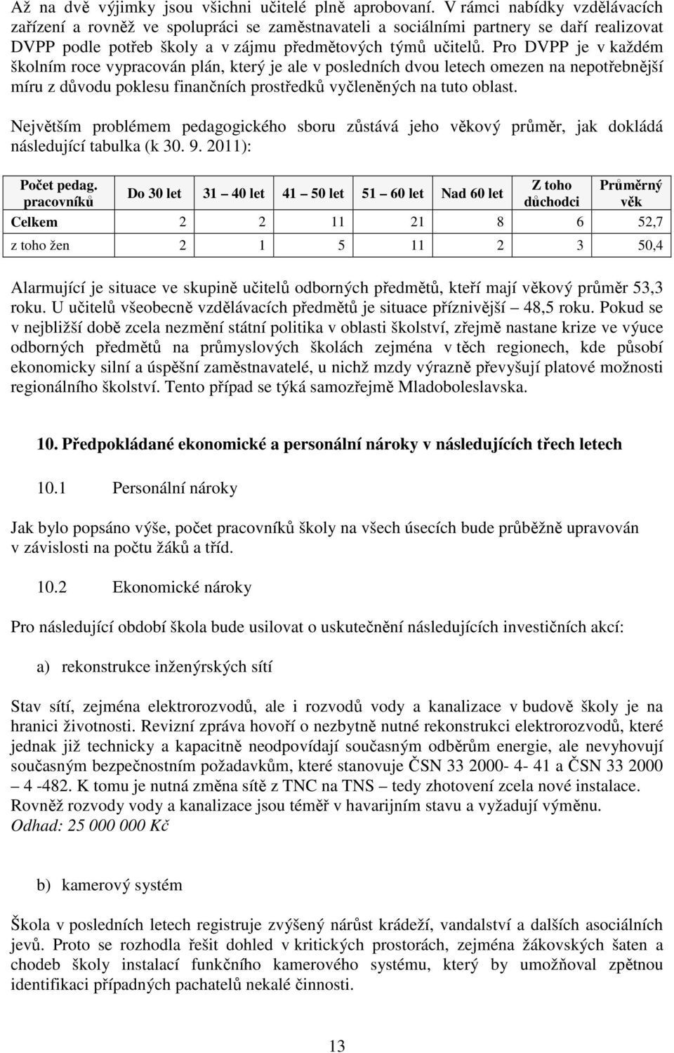 Pro DVPP je v každém školním roce vypracován plán, který je ale v posledních dvou letech omezen na nepotřebnější míru z důvodu poklesu finančních prostředků vyčleněných na tuto oblast.